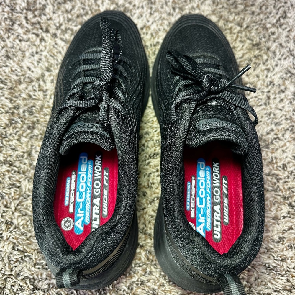 Skechers Women Size 7 Work Shoes Black Slip Resistant Memory Foam Max Cushion - Picture 7 of 9